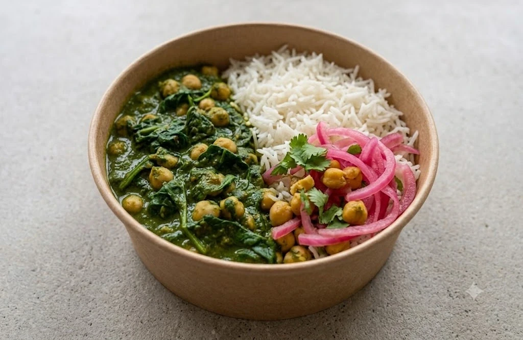 Chana Palak Rice Bowl